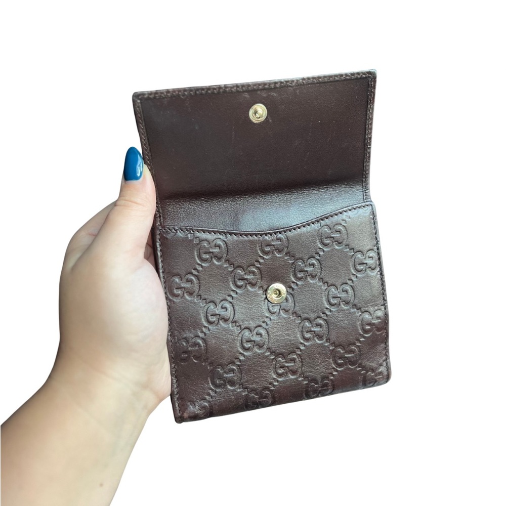 Gucci Chocolate Brown Embossed Leather Wallet with Bow - Gucci Gift Box - Picture 5 of 8